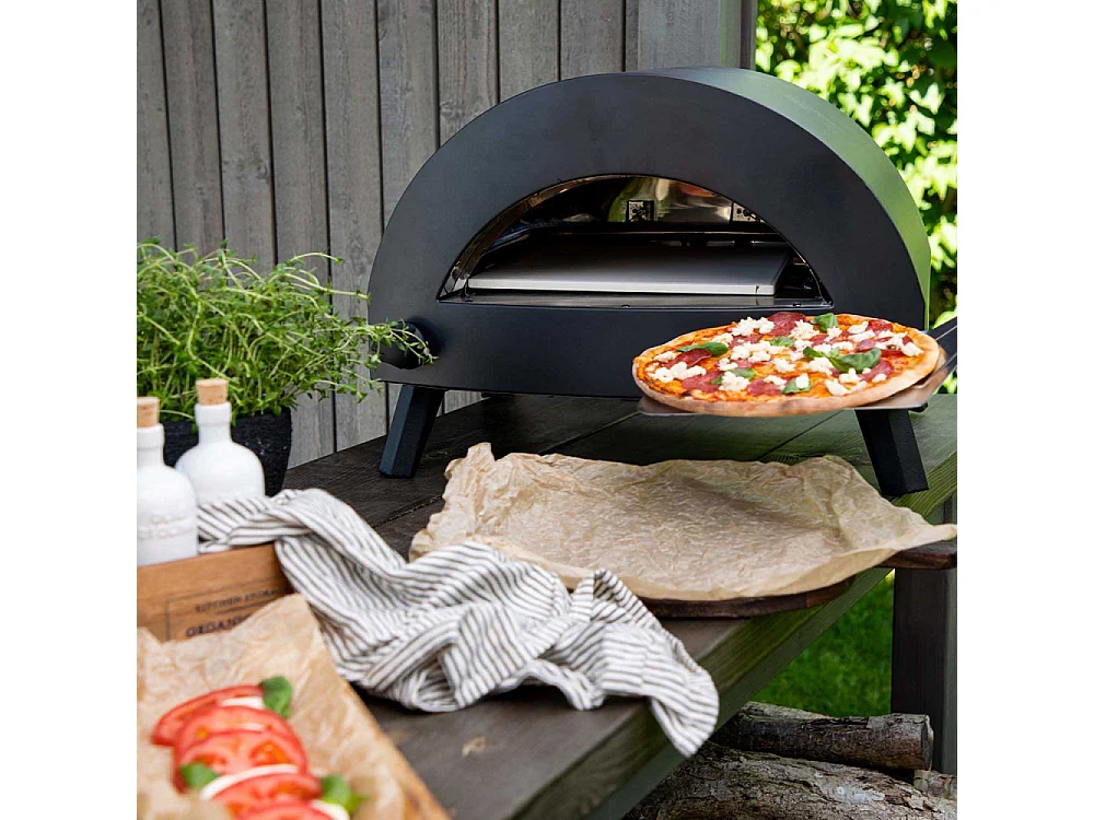 Bukom Pizzaofen til gas schwarz.