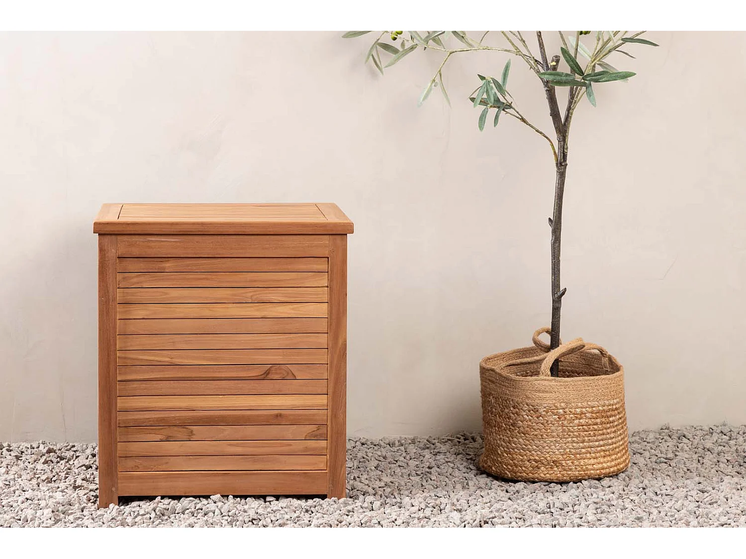 Coffre de Jardin Carré en Teck "Trento" 60cm Naturel