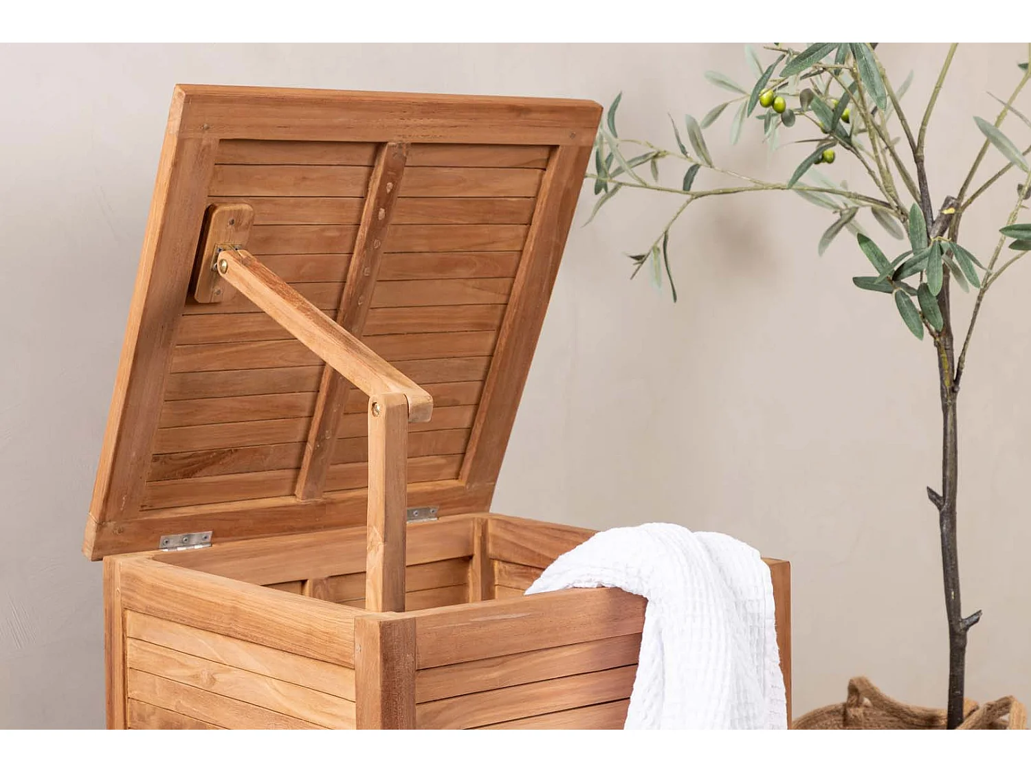 Coffre de Jardin Carré en Teck "Trento" 60cm Naturel