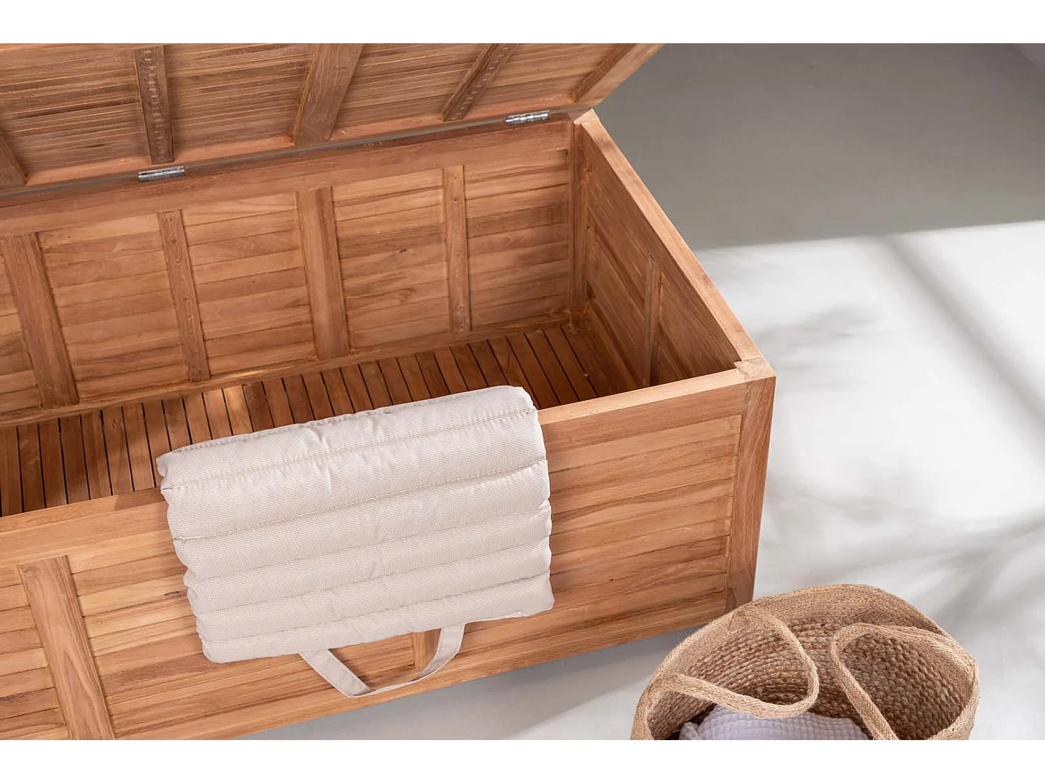 Coffre de Jardin Carré en Teck "Trento" 60cm Naturel