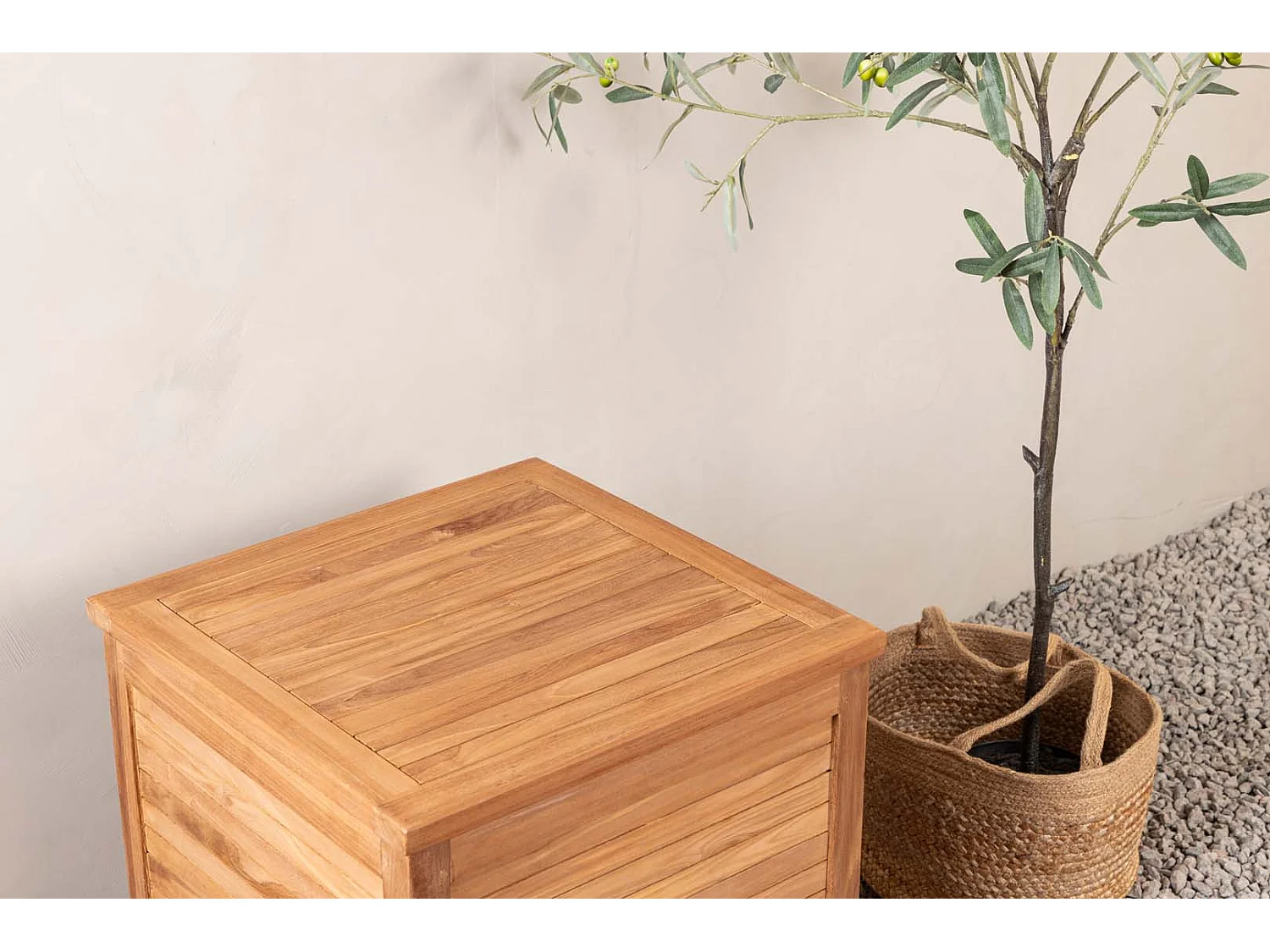 Coffre de Jardin Carré en Teck "Trento" 60cm Naturel