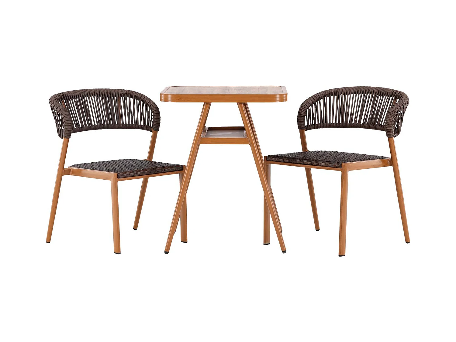 Amadora set de jardin table, 2 chaises marron.