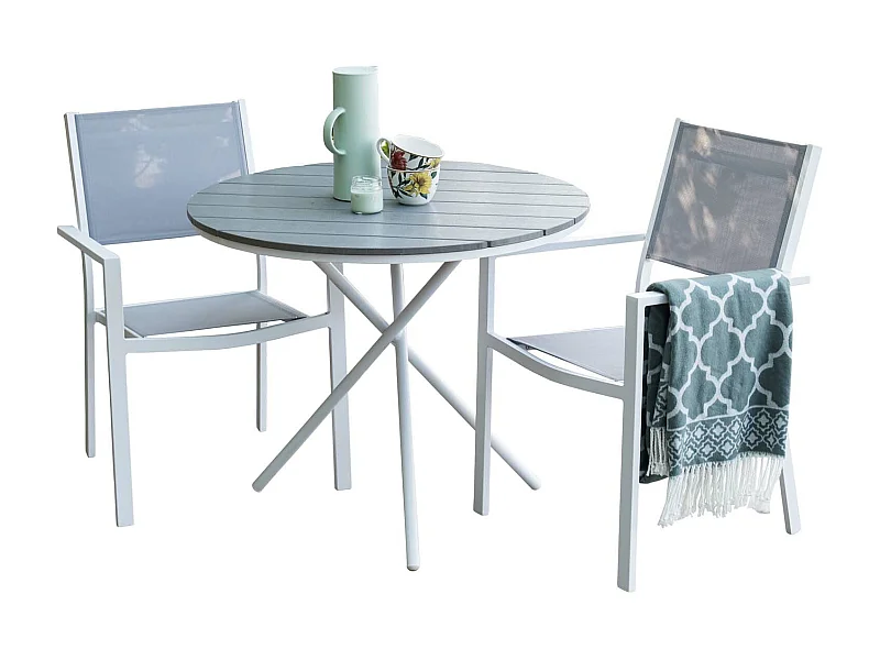 Parma Gartenset Tisch, 2 Stühle  grau.