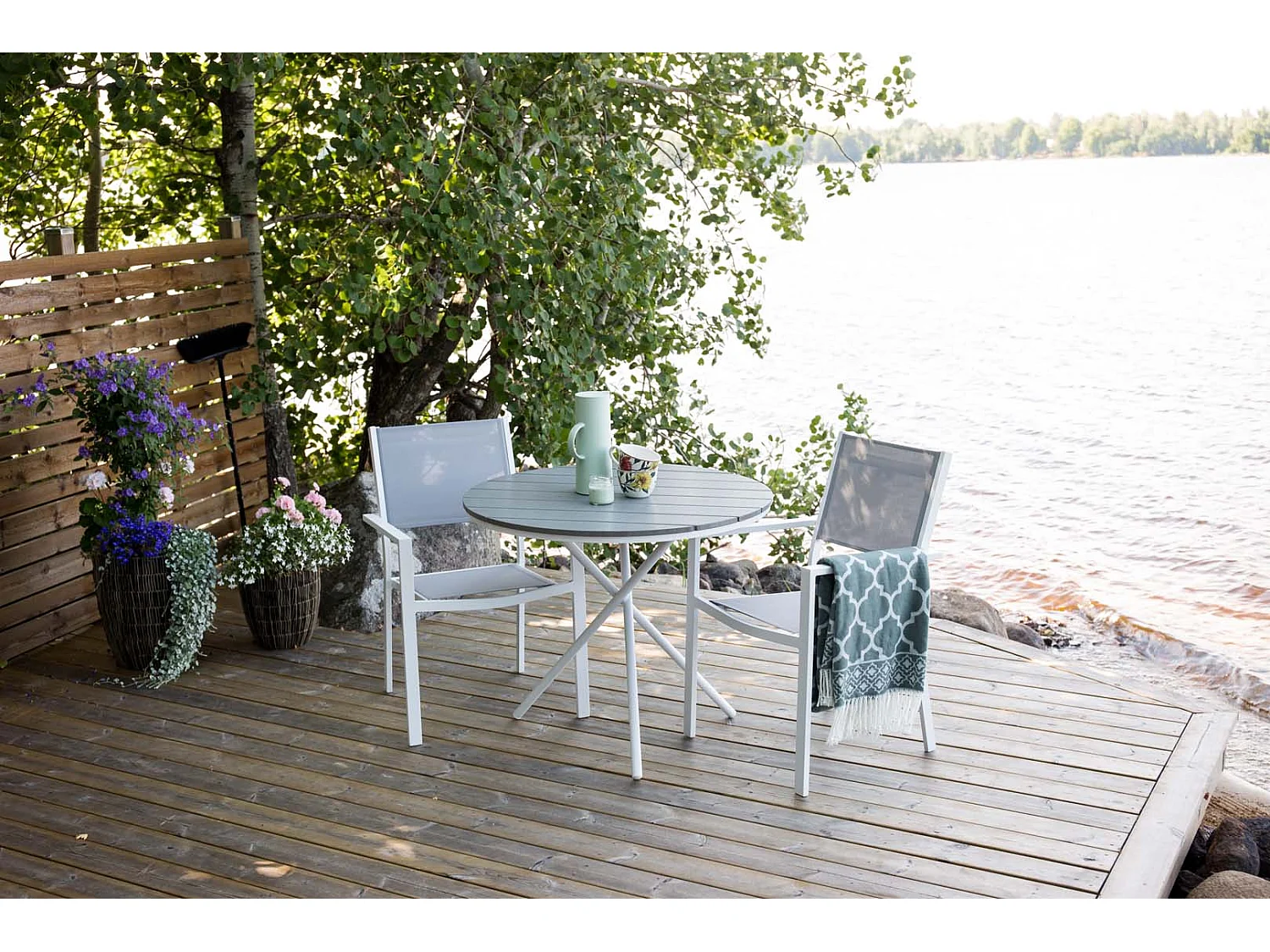 Parma Gartenset Tisch, 2 Stühle  grau.