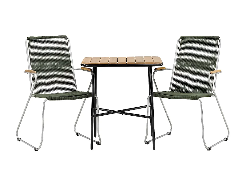 Holmbeck Gartenset Tisch, 2 Stühle  natur,grün.