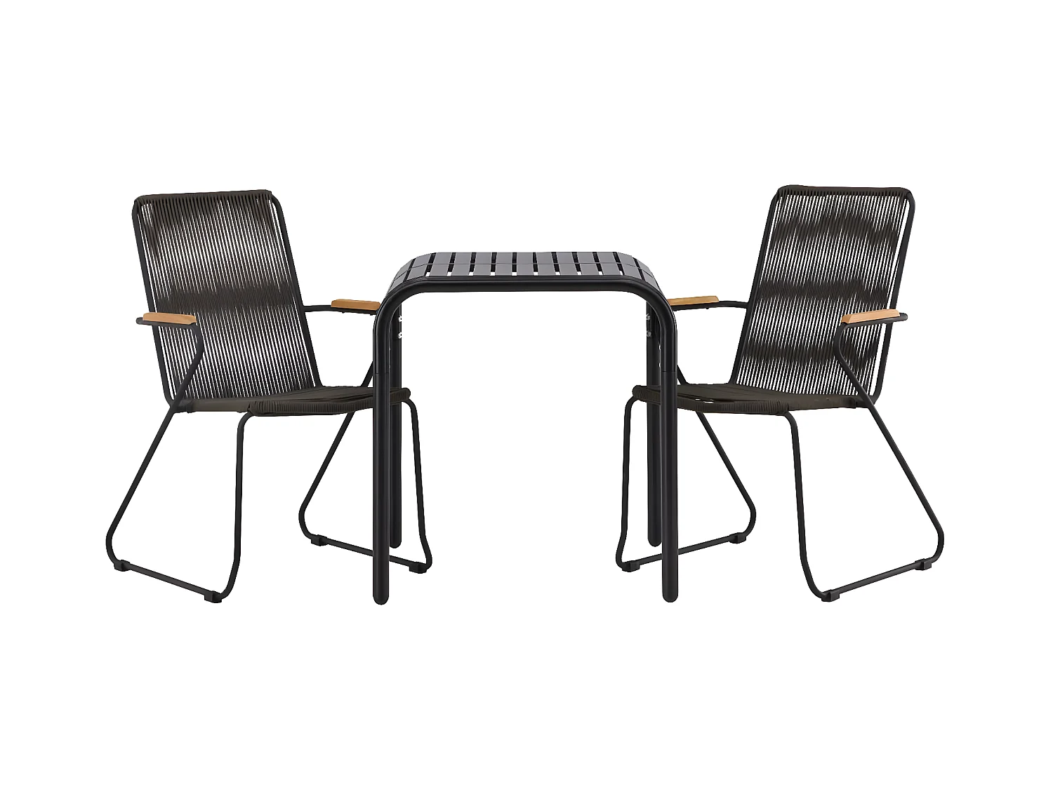 Borneo tuinmeubelset tafel, 2 stoelen zwart.