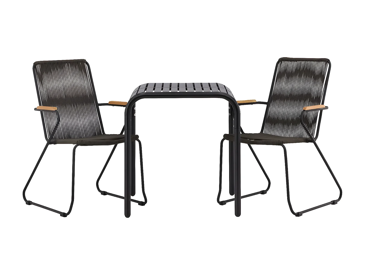 Borneo tuinmeubelset tafel, 2 stoelen zwart.