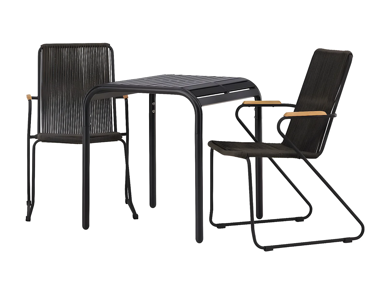 Borneo tuinmeubelset tafel, 2 stoelen zwart.