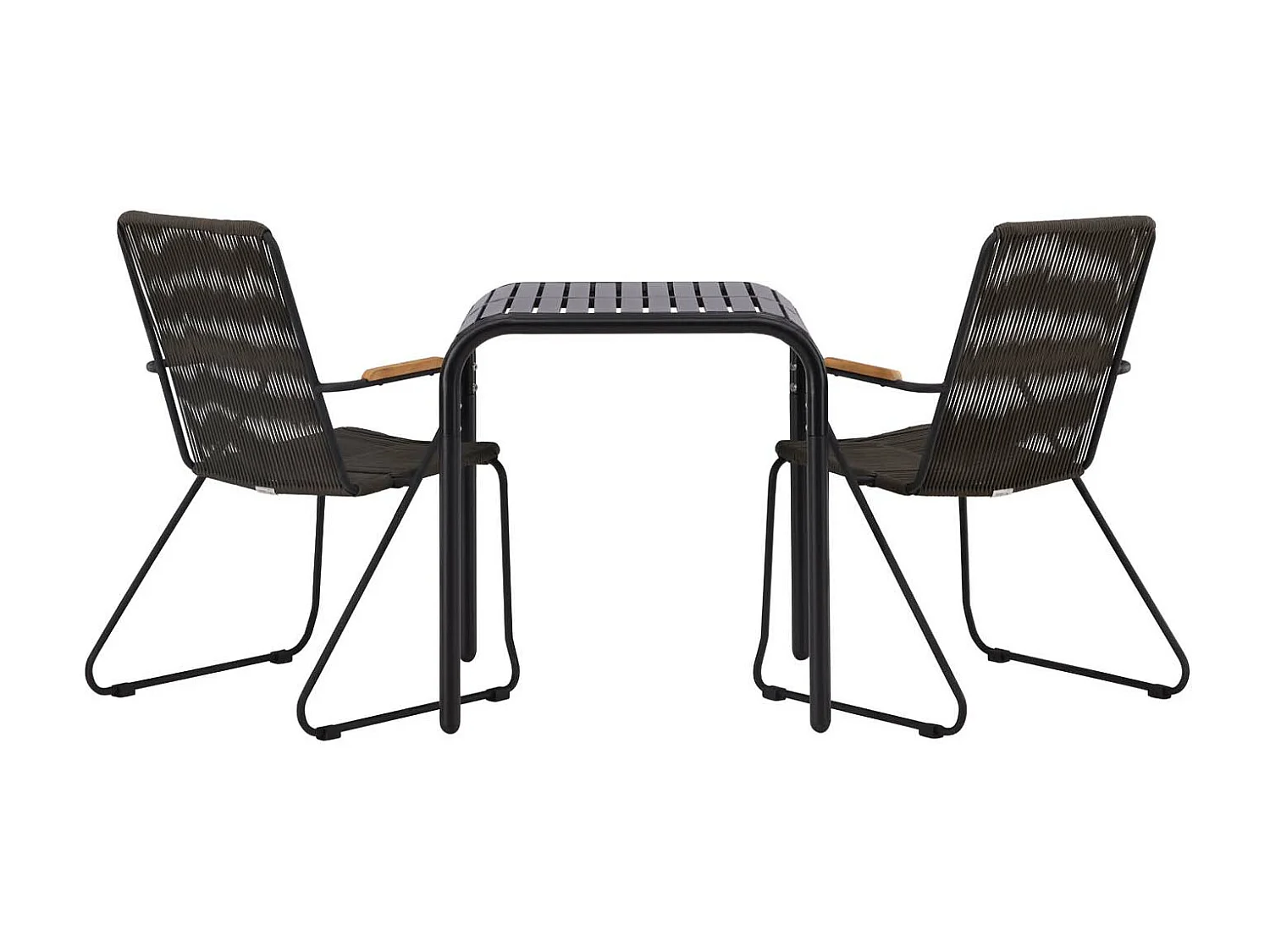 Borneo tuinmeubelset tafel, 2 stoelen zwart.