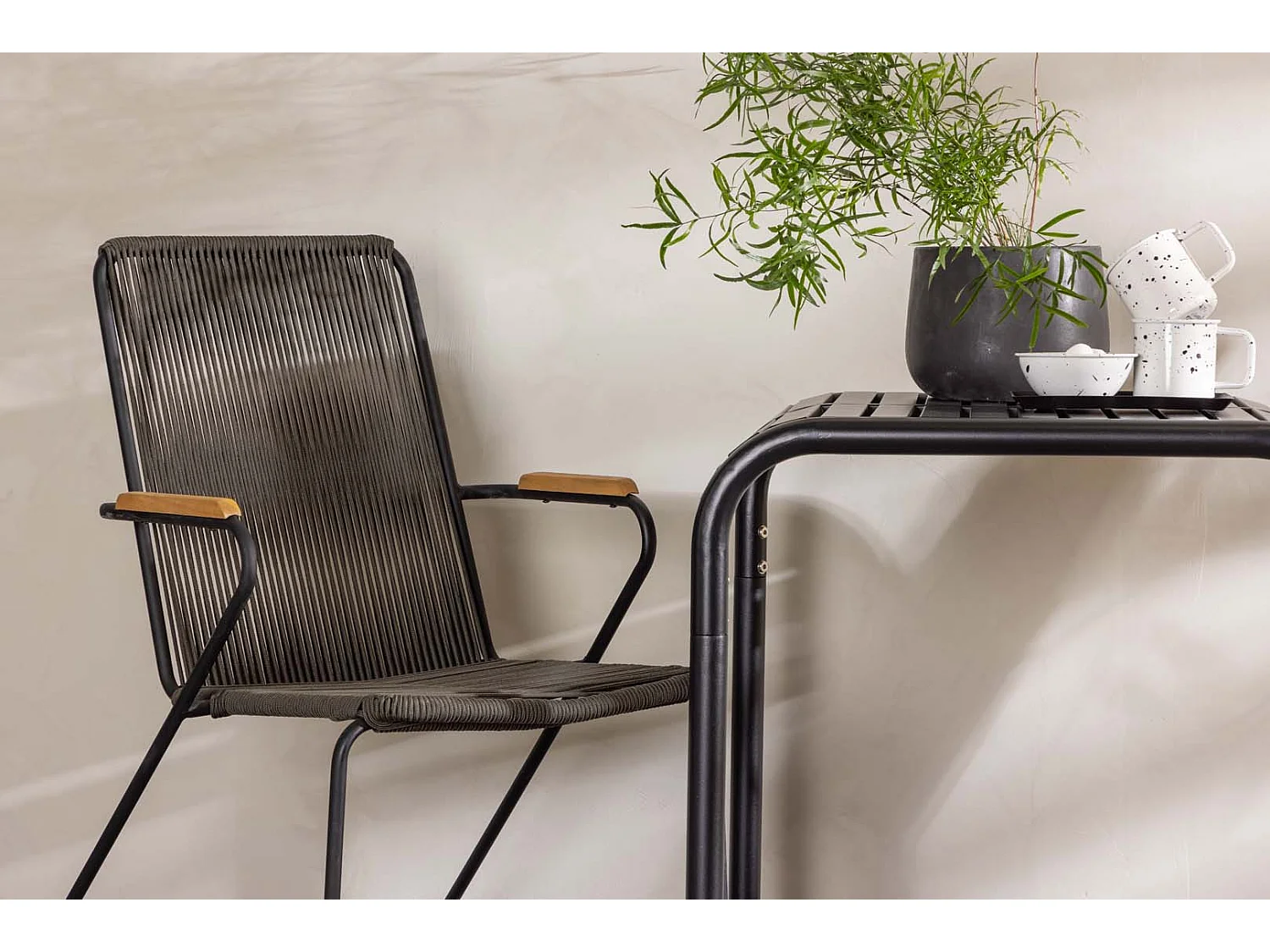 Borneo tuinmeubelset tafel, 2 stoelen zwart.