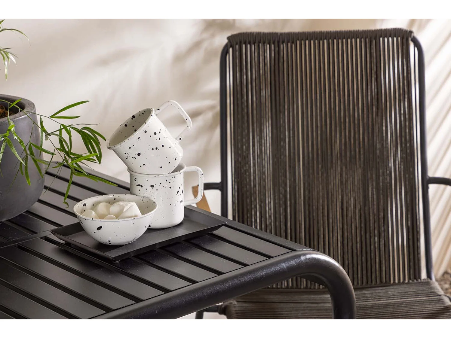 Borneo tuinmeubelset tafel, 2 stoelen zwart.