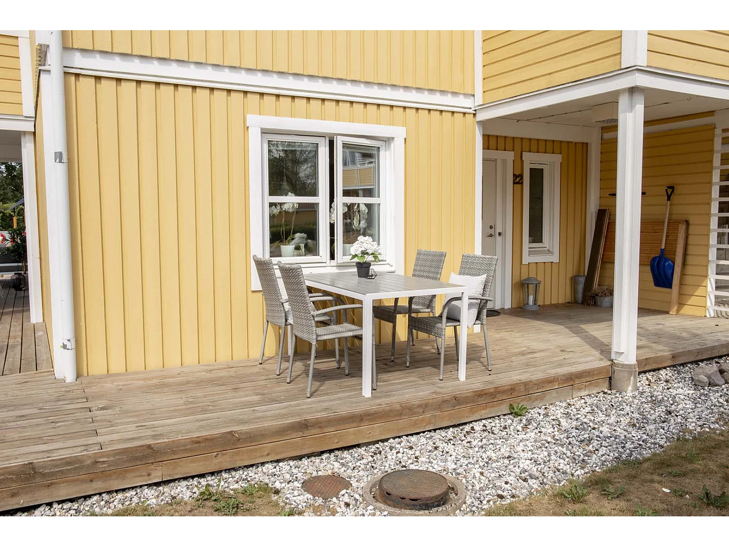 Break tuinmeubelset tafel 90x205cm grijs, 4 stoelen Anna grijs.