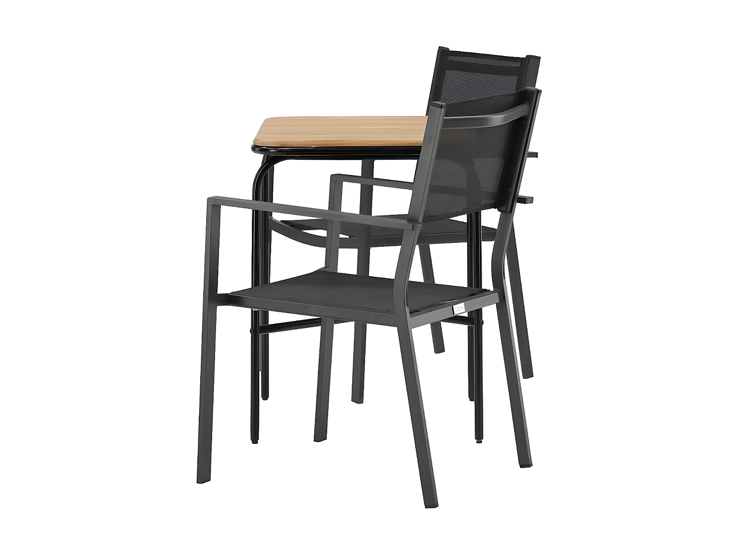 Holmbeck Gartenset Tisch, 2 Stühle  natur,schwarz.