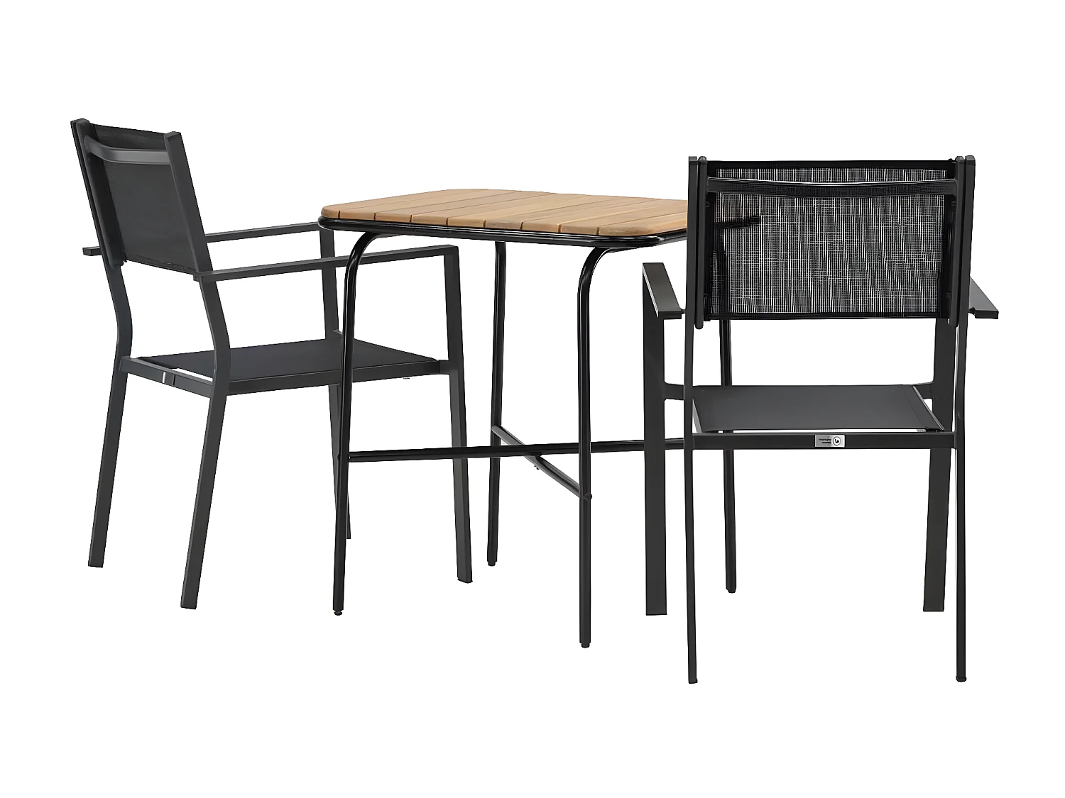 Holmbeck Gartenset Tisch, 2 Stühle  natur,schwarz.