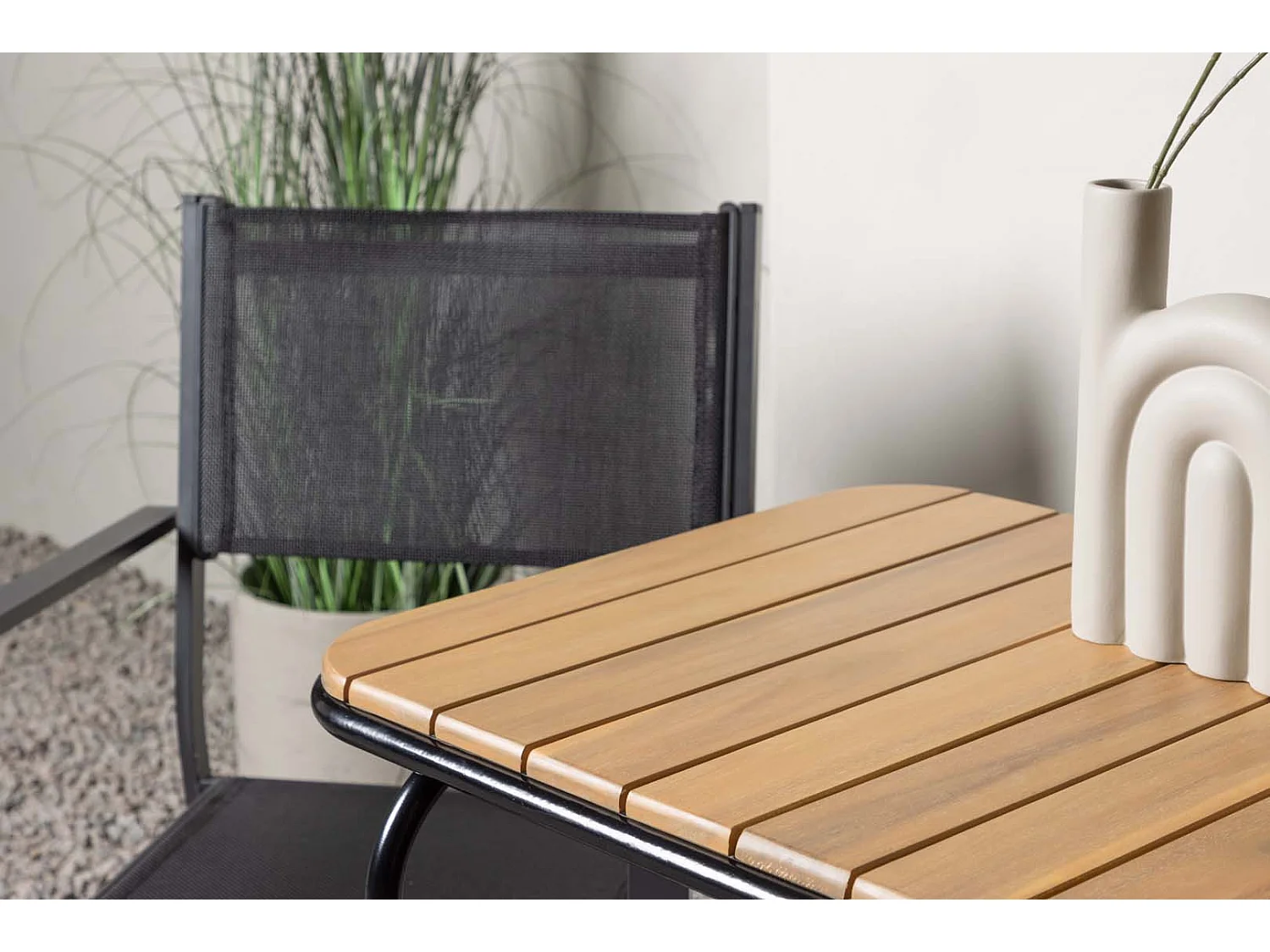 Holmbeck Gartenset Tisch, 2 Stühle  natur,schwarz.