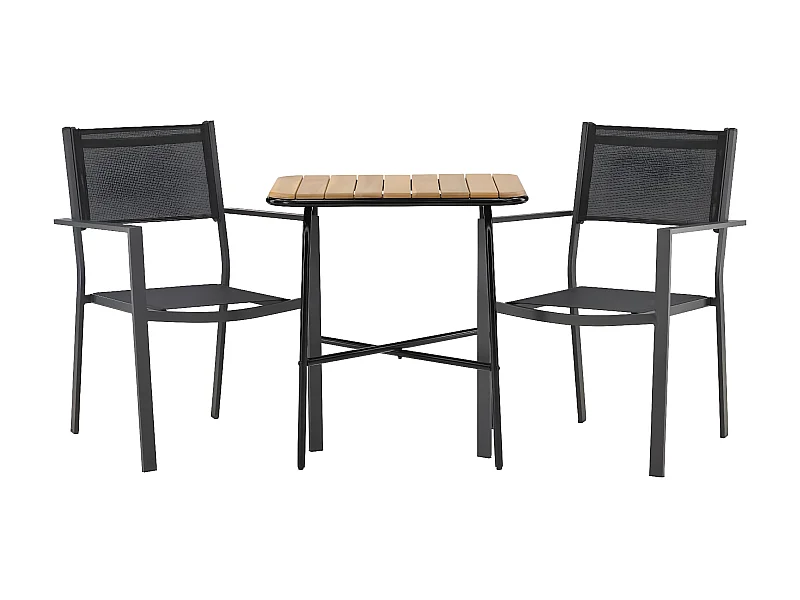 Holmbeck set de jardin table, 2 chaises naturel,noir.