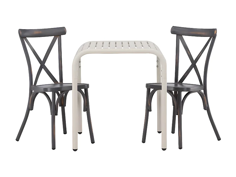 Borneo set de jardin table, 2 chaises beige,gris foncé.