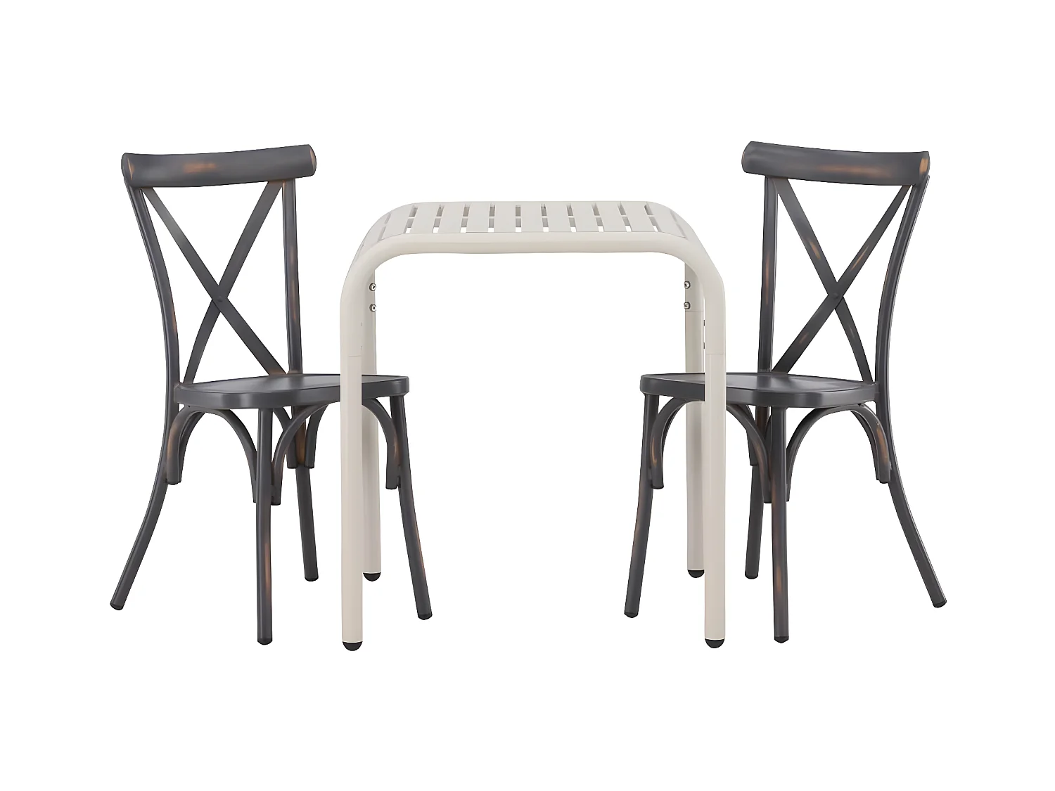 Borneo set de jardin table, 2 chaises beige,gris foncé.