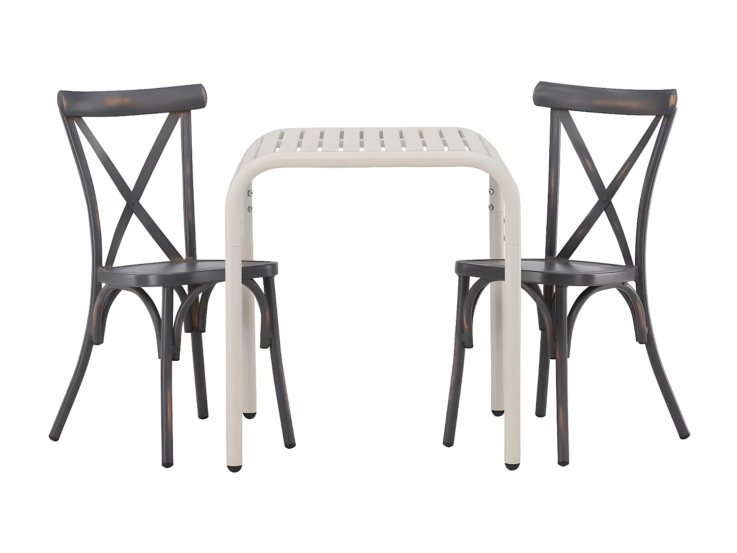 Borneo set de jardin table, 2 chaises beige,gris foncé.