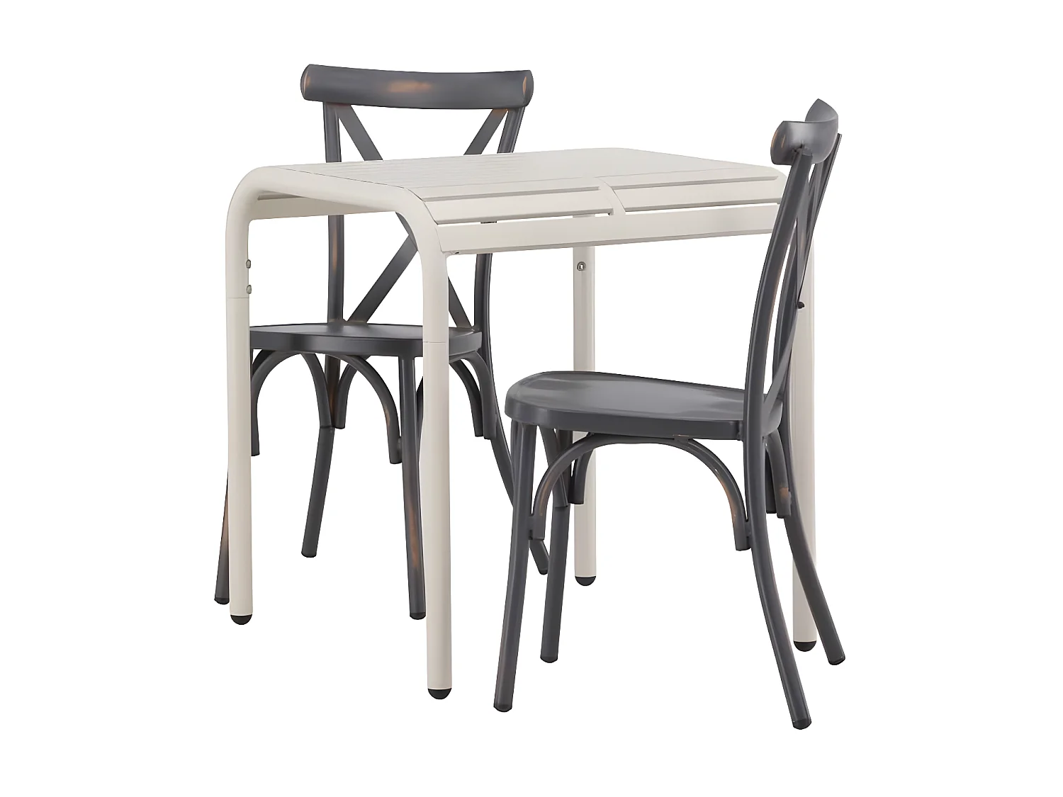 Borneo set de jardin table, 2 chaises beige,gris foncé.