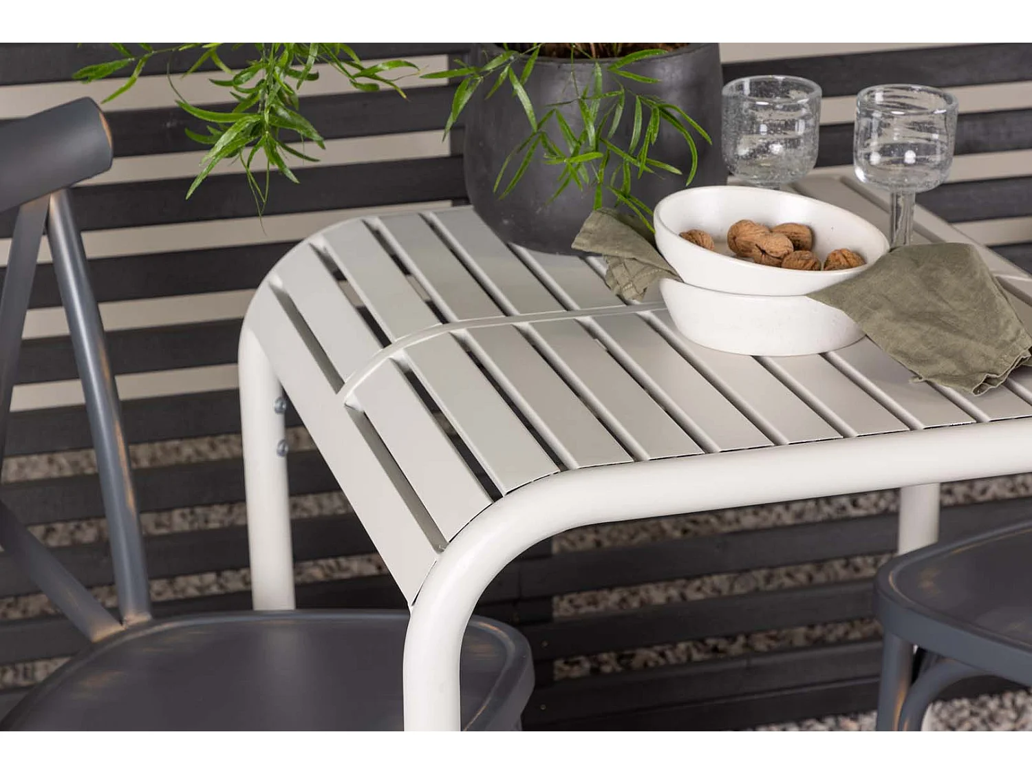 Borneo set de jardin table, 2 chaises beige,gris foncé.