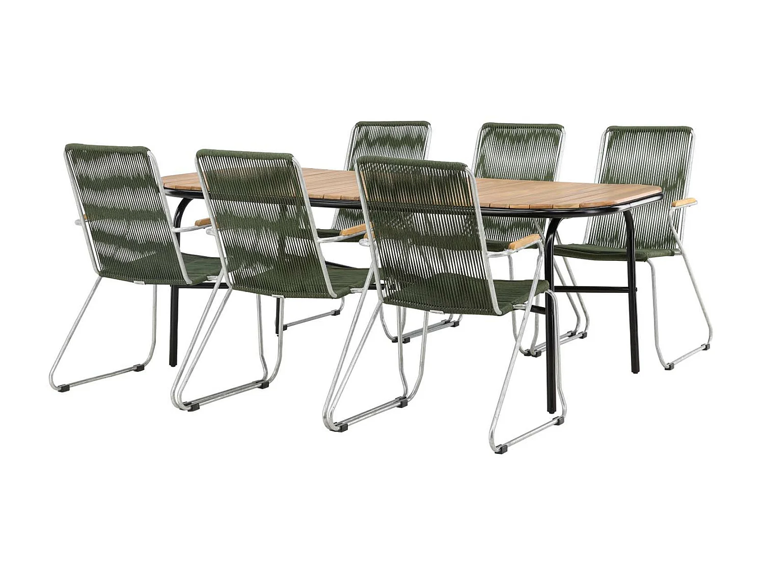 Holmbeck set de jardin table 90x200cm naturel, 6 chaises Bois vert.