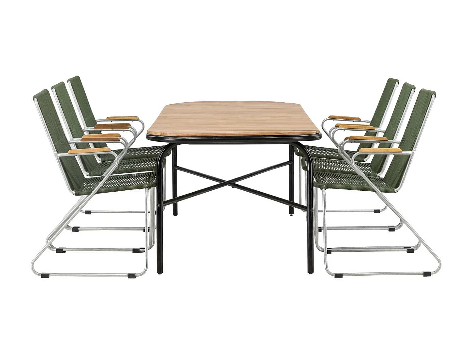 Holmbeck set de jardin table 90x200cm naturel, 6 chaises Bois vert.