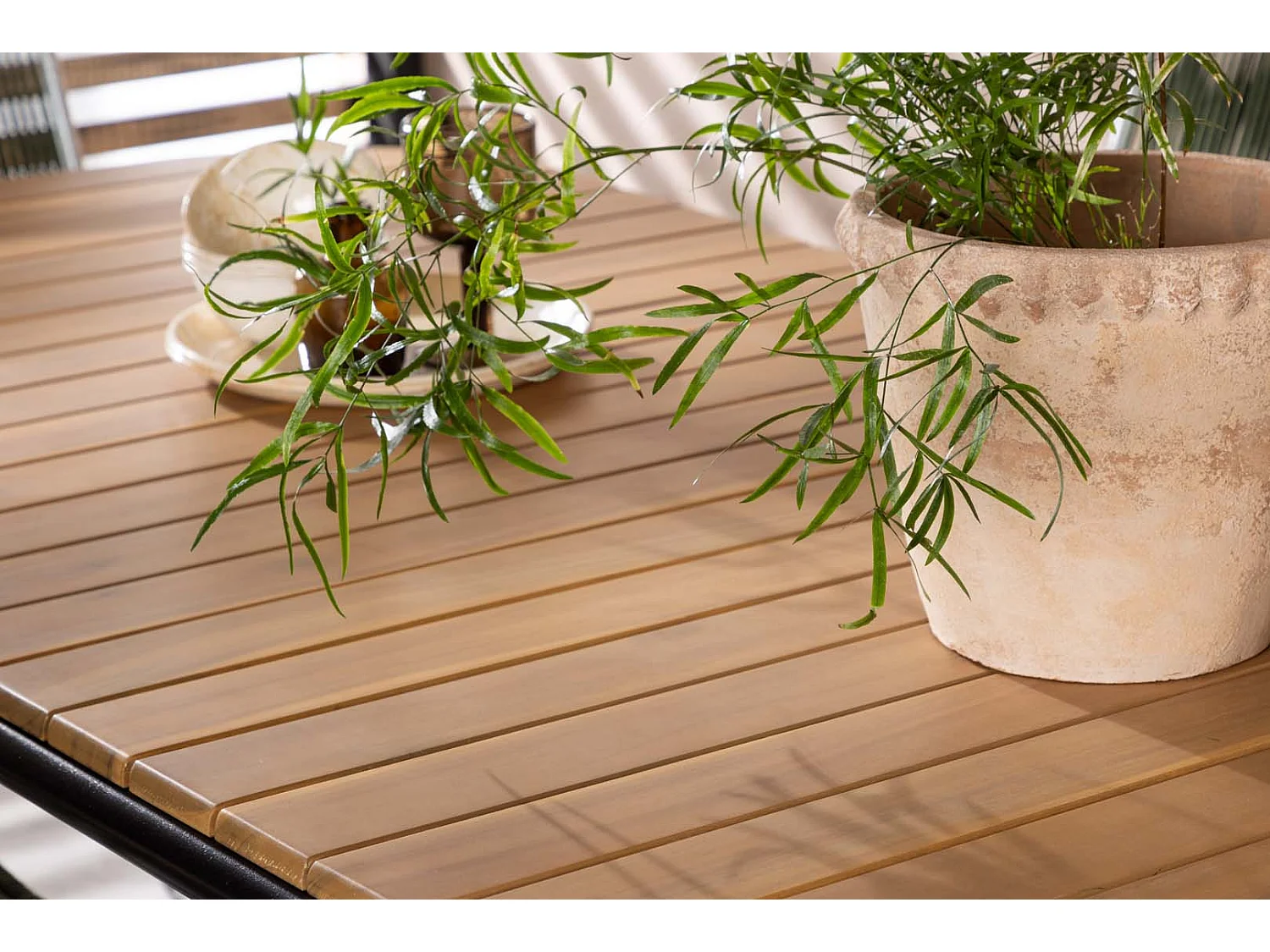 Holmbeck set de jardin table 90x200cm naturel, 6 chaises Bois vert.