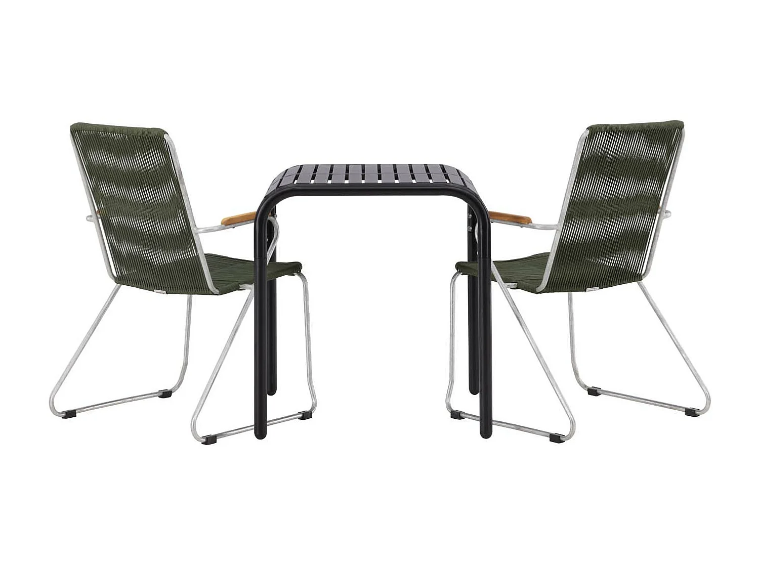 Borneo tuinmeubelset tafel, 2 stoelen zwart,groen.