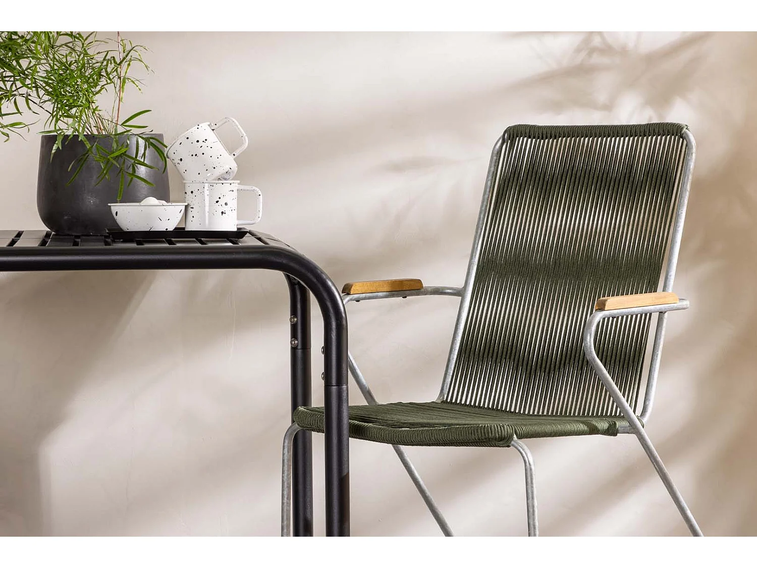 Borneo tuinmeubelset tafel, 2 stoelen zwart,groen.