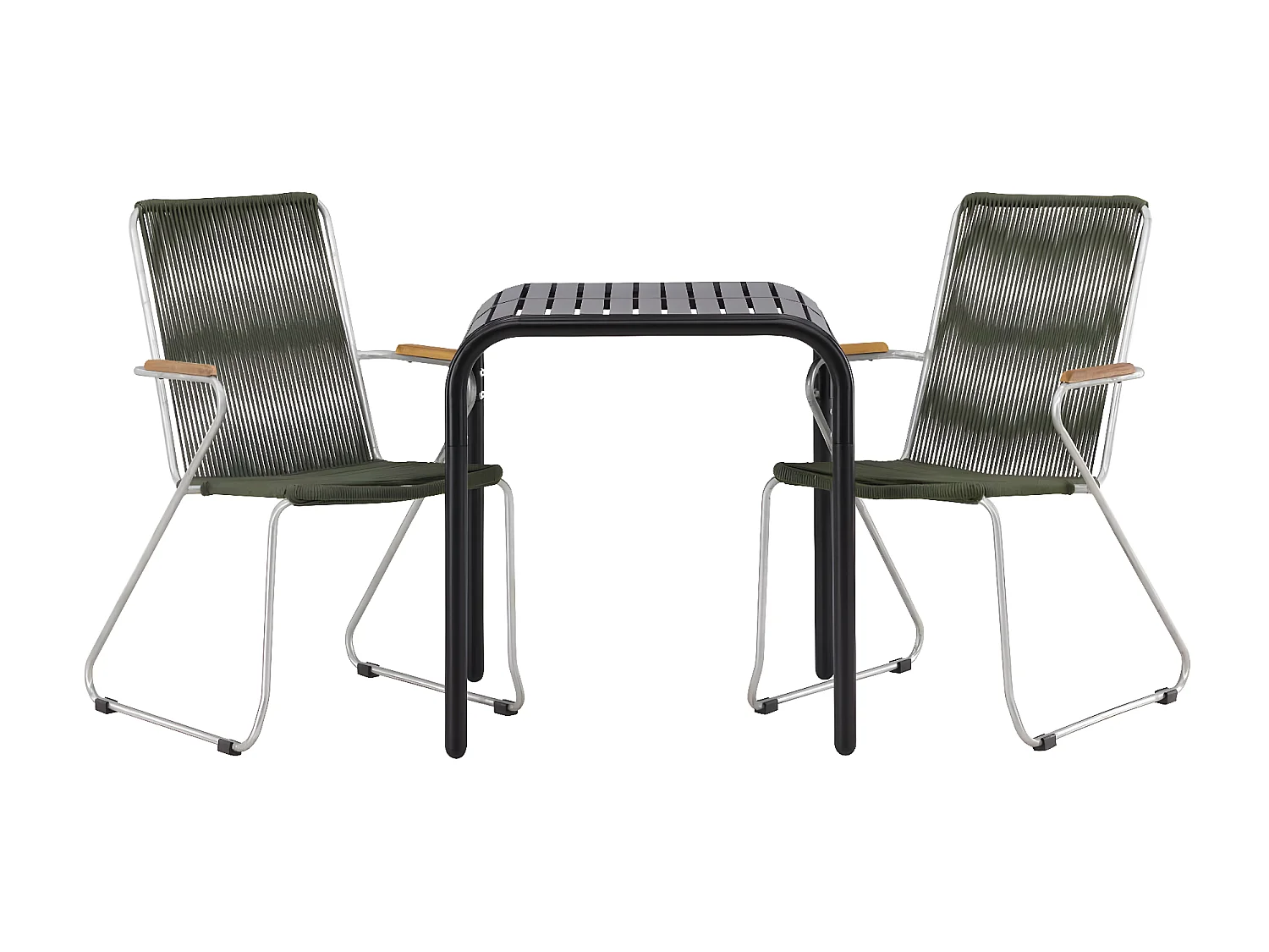 Borneo tuinmeubelset tafel, 2 stoelen zwart,groen.