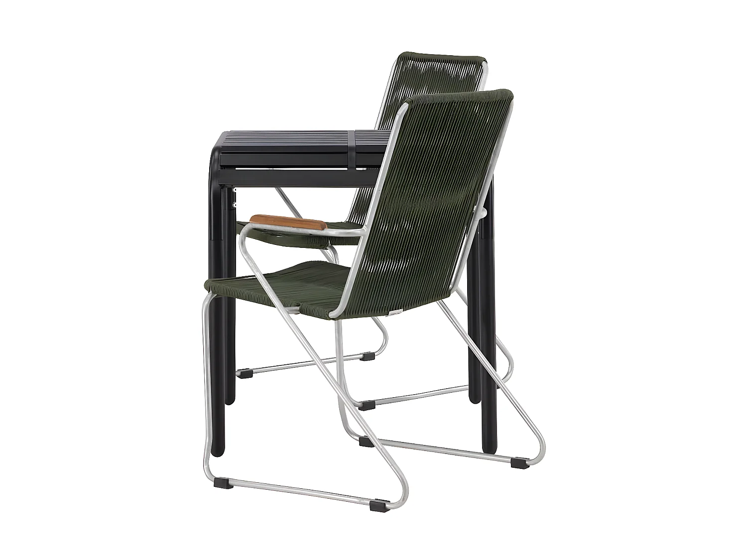 Borneo tuinmeubelset tafel, 2 stoelen zwart,groen.