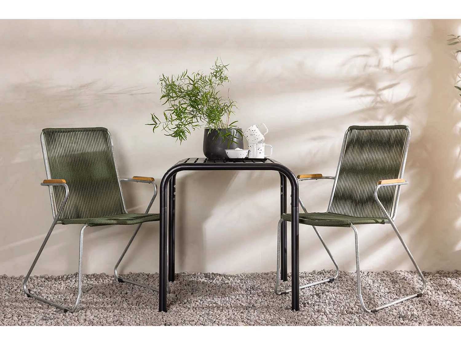 Borneo tuinmeubelset tafel, 2 stoelen zwart,groen.