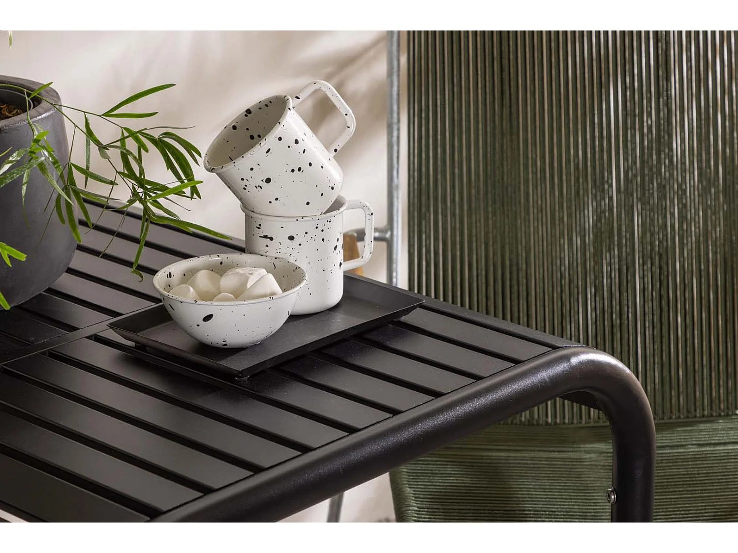 Borneo tuinmeubelset tafel, 2 stoelen zwart,groen.