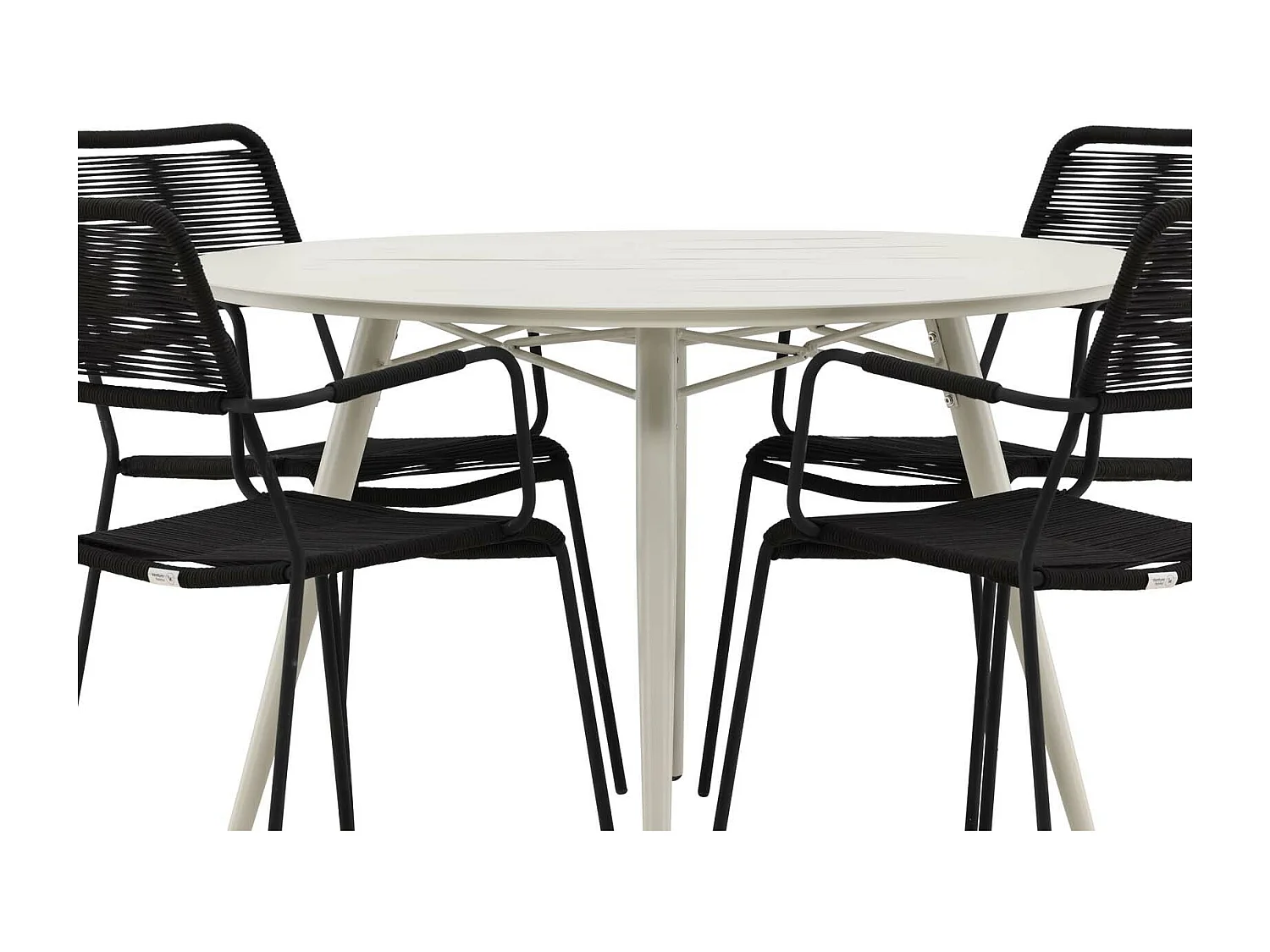 Lina set de jardin table Ø120cm beige, 4 chaises Lindos noir.