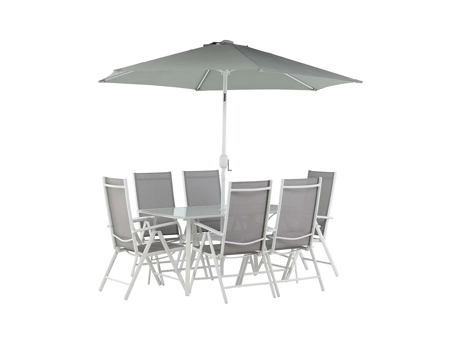 Brekki set de jardin table 90x150cm blanc, 6 chaises blanc.
