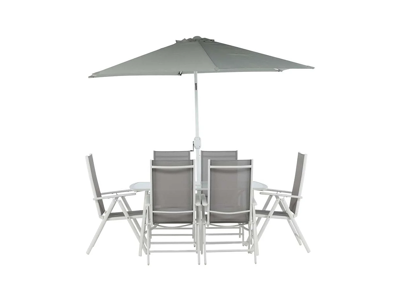 Brekki set de jardin table 90x150cm blanc, 6 chaises blanc.