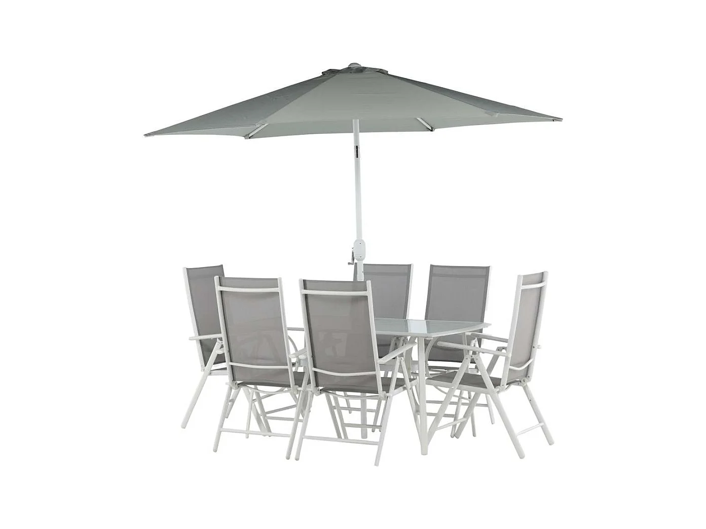 Brekki set de jardin table 90x150cm blanc, 6 chaises blanc.