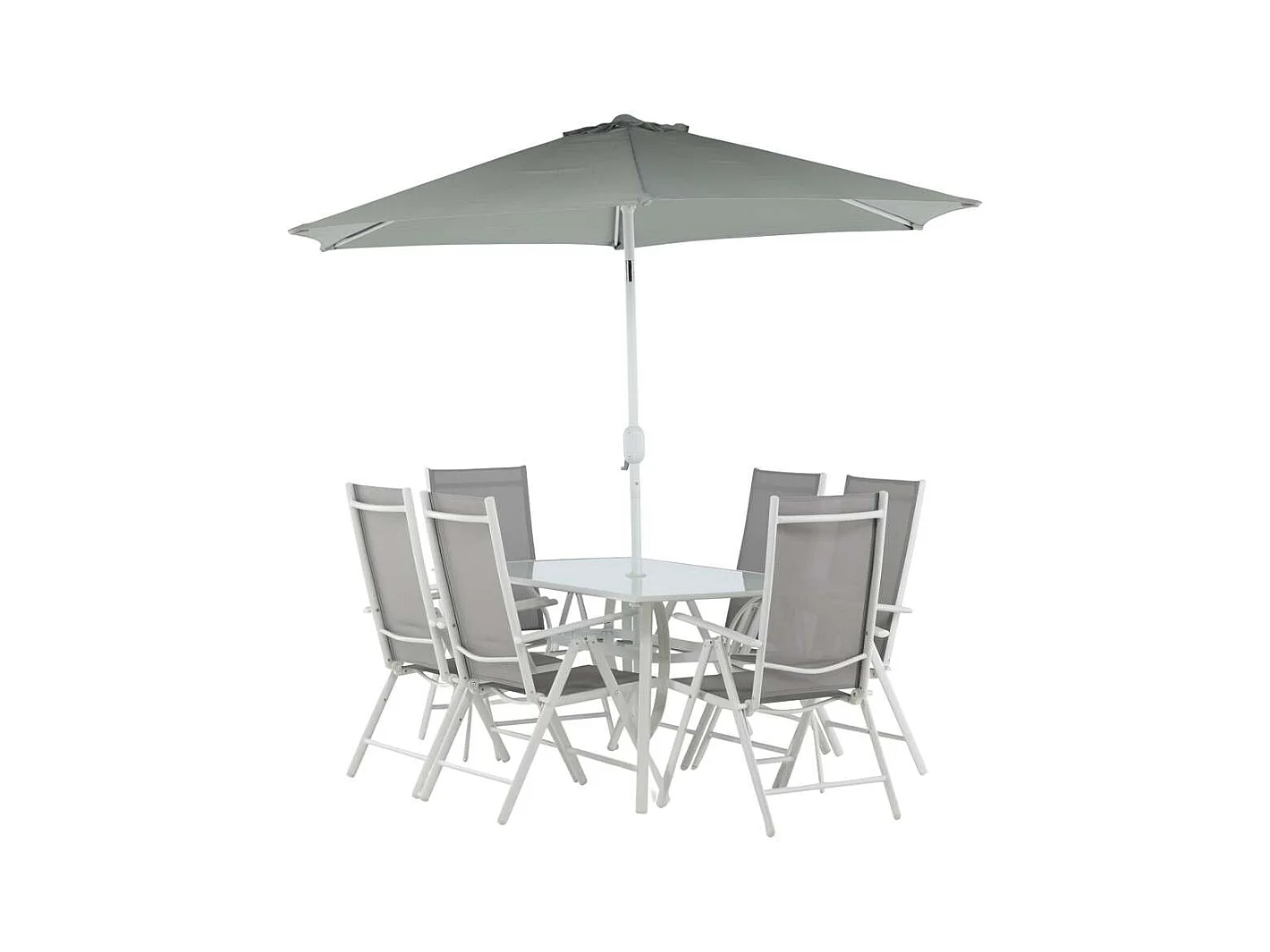 Brekki set de jardin table 90x150cm blanc, 6 chaises blanc.