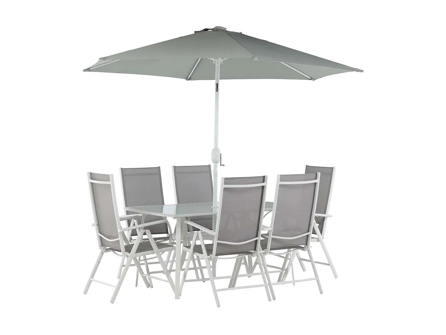 Brekki set de jardin table 90x150cm blanc, 6 chaises blanc.