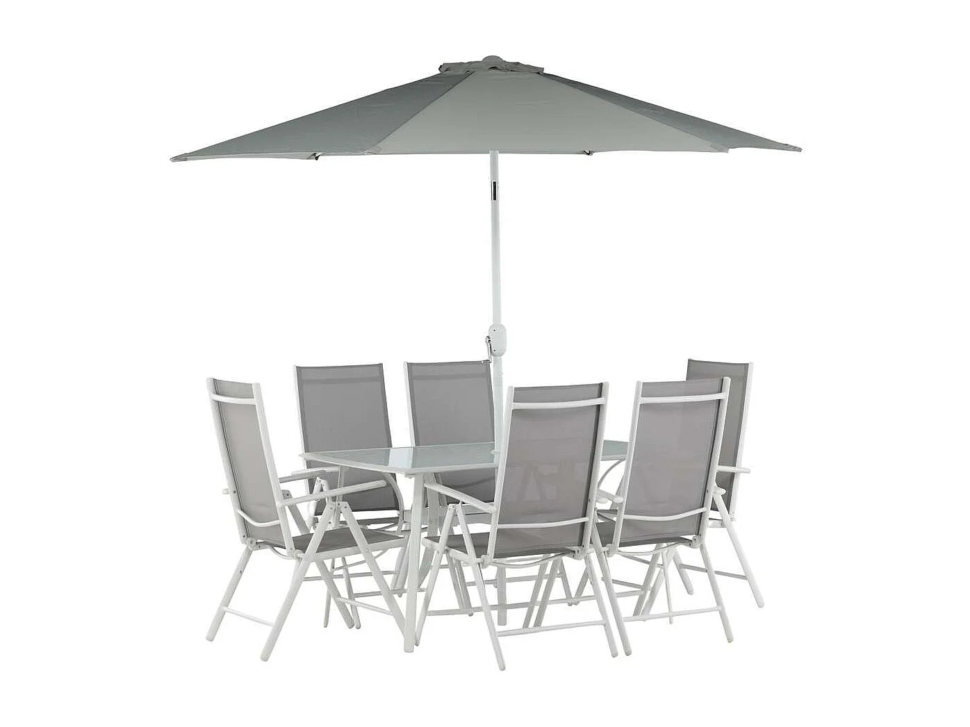 Brekki set de jardin table 90x150cm blanc, 6 chaises blanc.