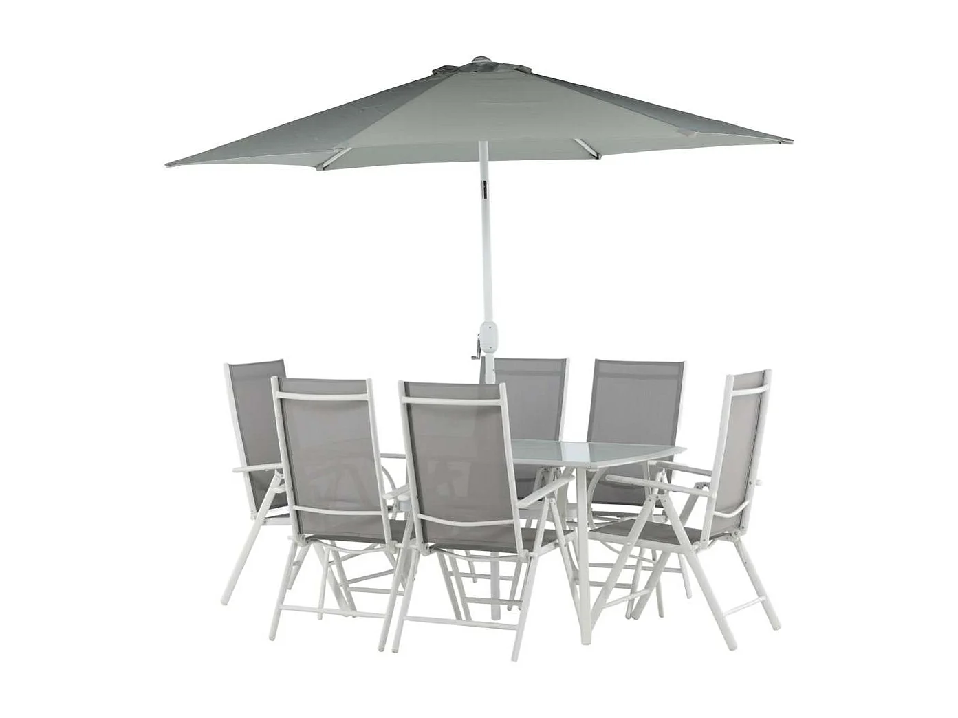 Brekki set de jardin table 90x150cm blanc, 6 chaises blanc.