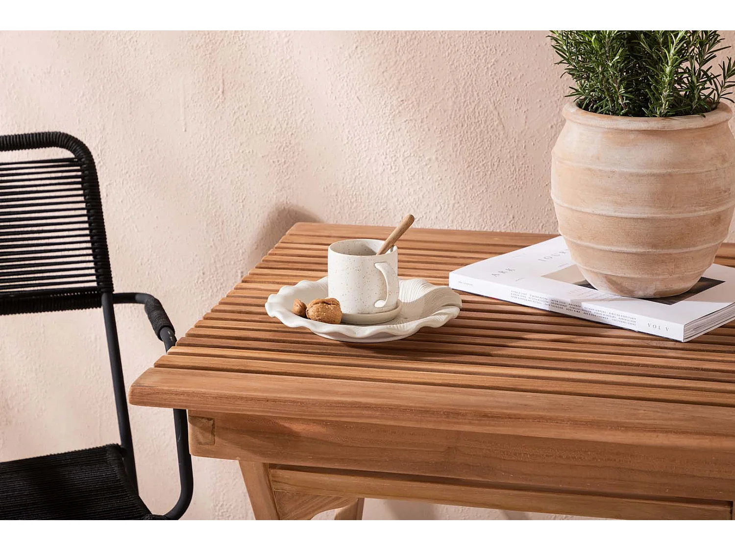 Ghana tuinmeubelset tafel, 2 stoelen naturel,zwart.