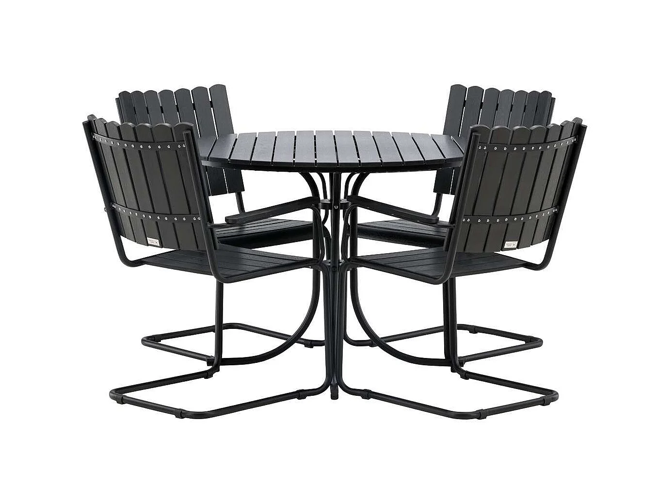 Holmsund set de jardin table Ø100cm noir, 4 chaises noir.