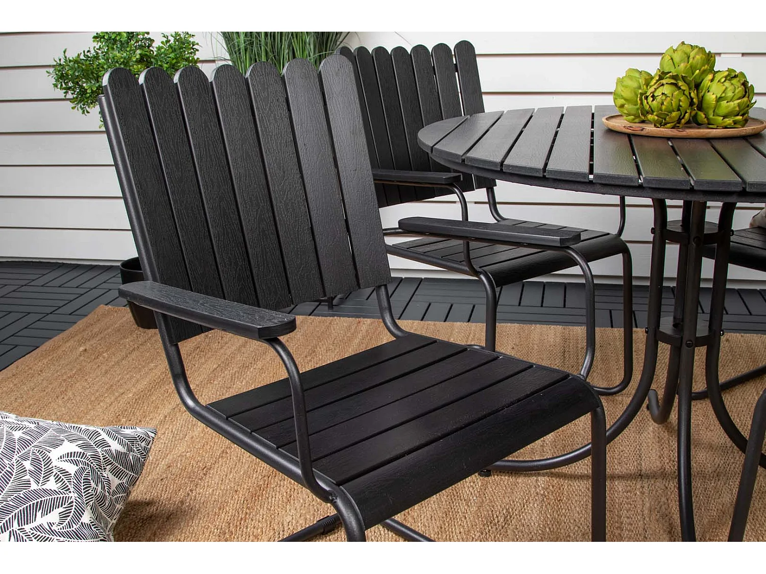 Holmsund set de jardin table Ø100cm noir, 4 chaises noir.