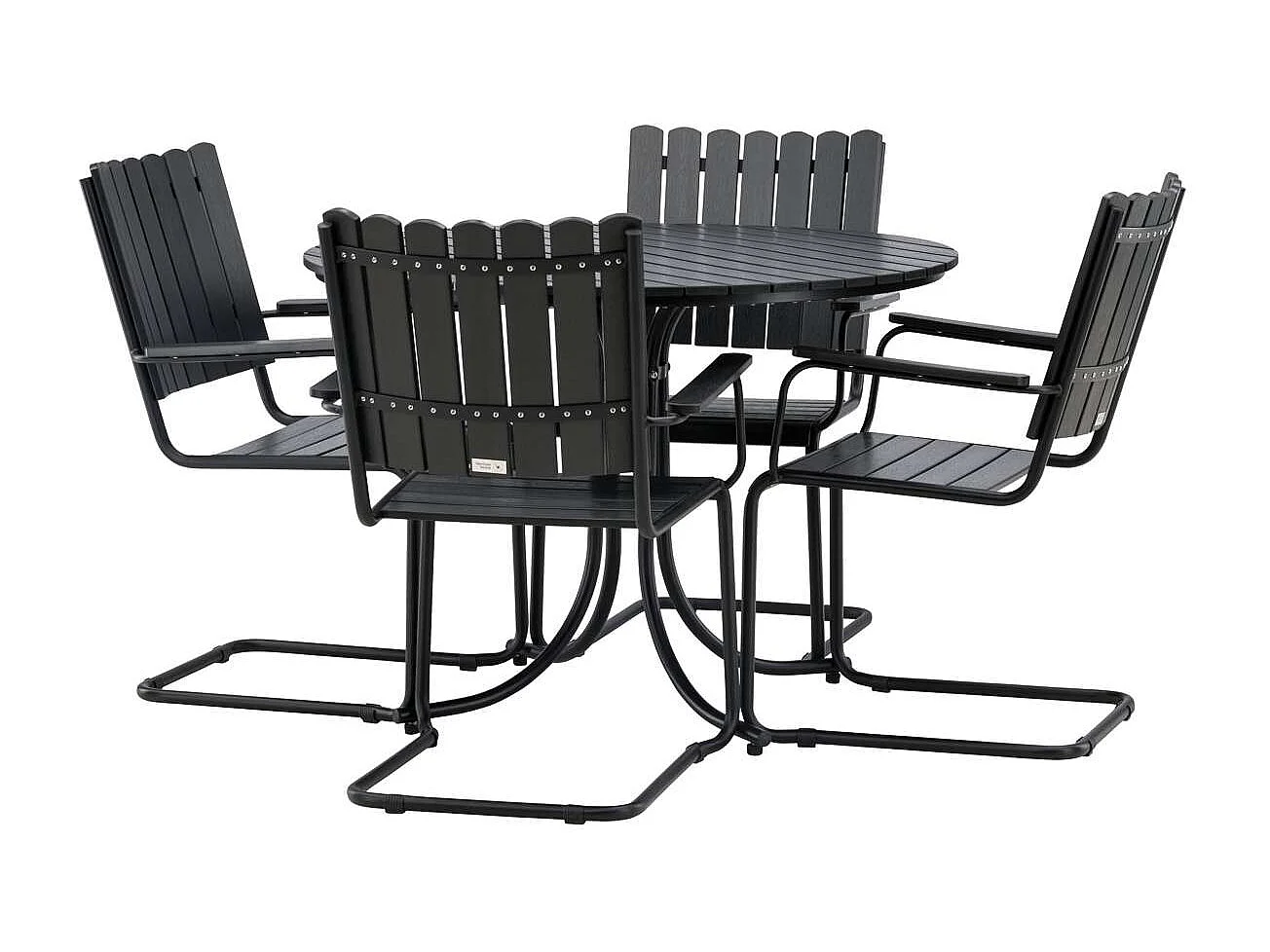 Holmsund set de jardin table Ø100cm noir, 4 chaises noir.