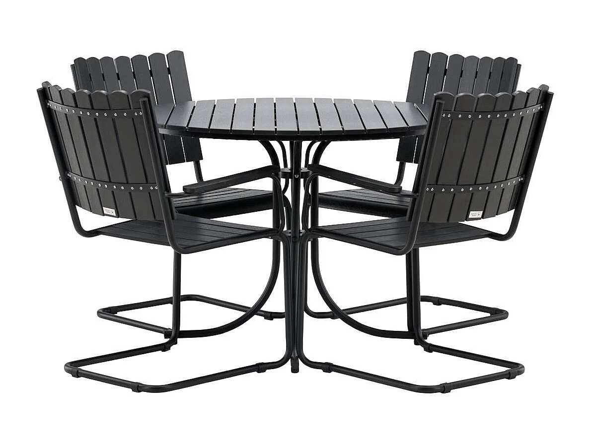 Holmsund set de jardin table Ø100cm noir, 4 chaises noir.