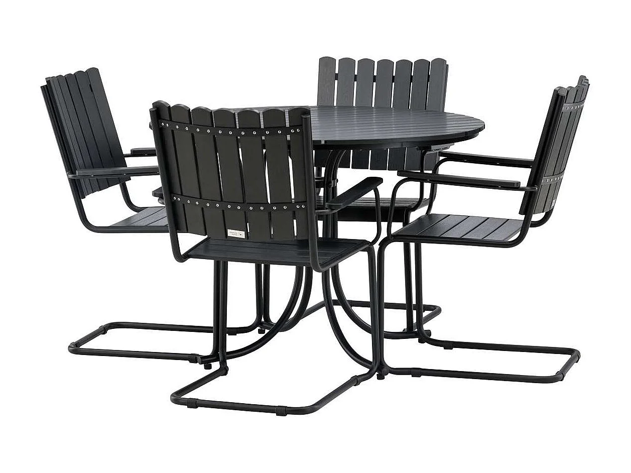 Holmsund set de jardin table Ø100cm noir, 4 chaises noir.