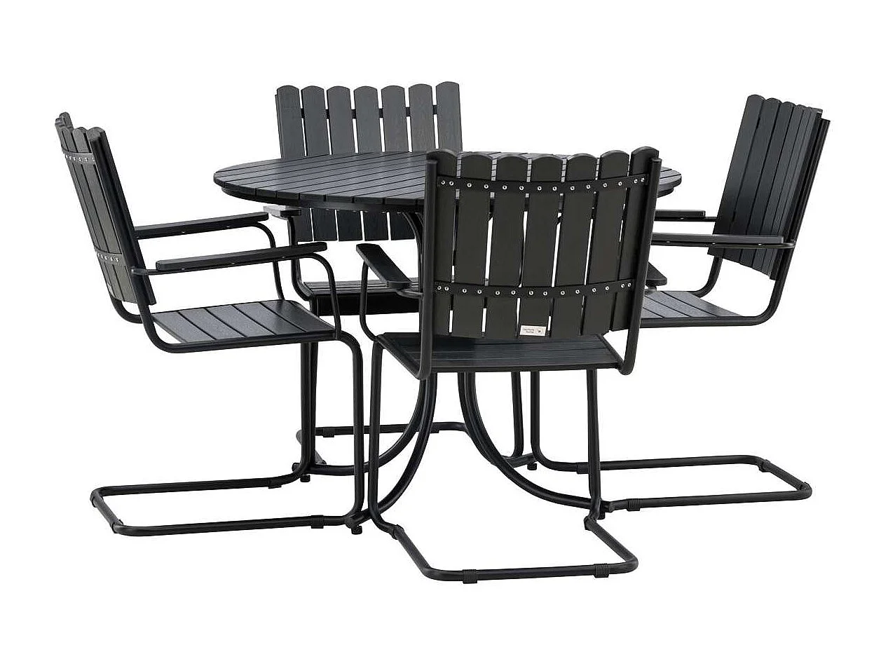Holmsund set de jardin table Ø100cm noir, 4 chaises noir.