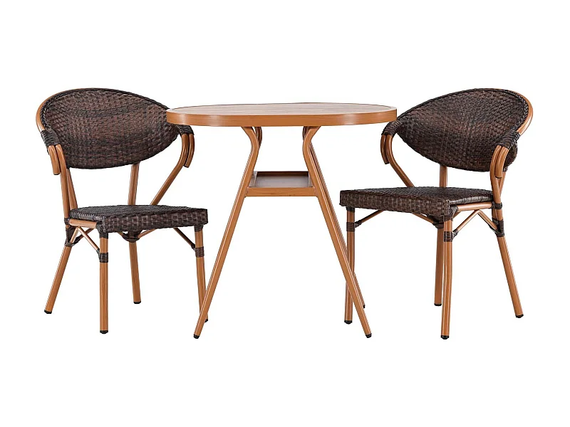 Abrantes Gartenset Tisch, 2 Stühle braun.